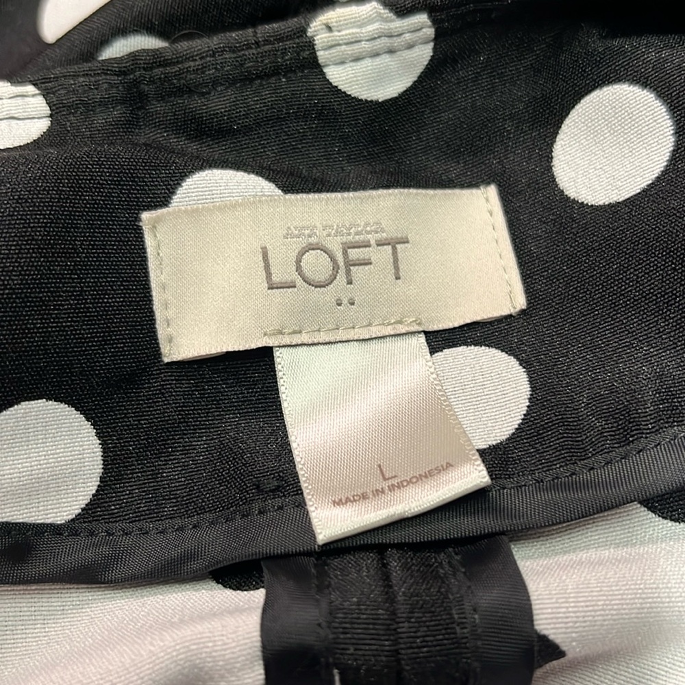 LOFT Black & White Jacquard Polka Dot Lightweight Peplum Hem Jacket - Picture 15 of 16
